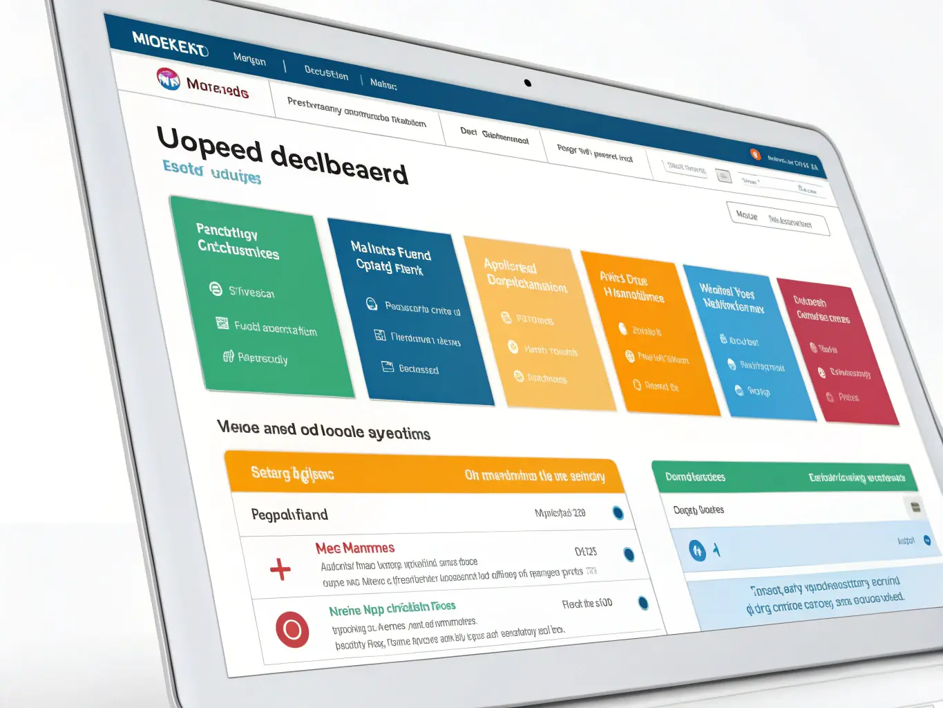 A digital illustration of a tablet displaying the MedistriDZ platform interface, showing a clear dashboard with order details, inventory levels, and communication tools, highlighting the ease of use and accessibility of the platform.